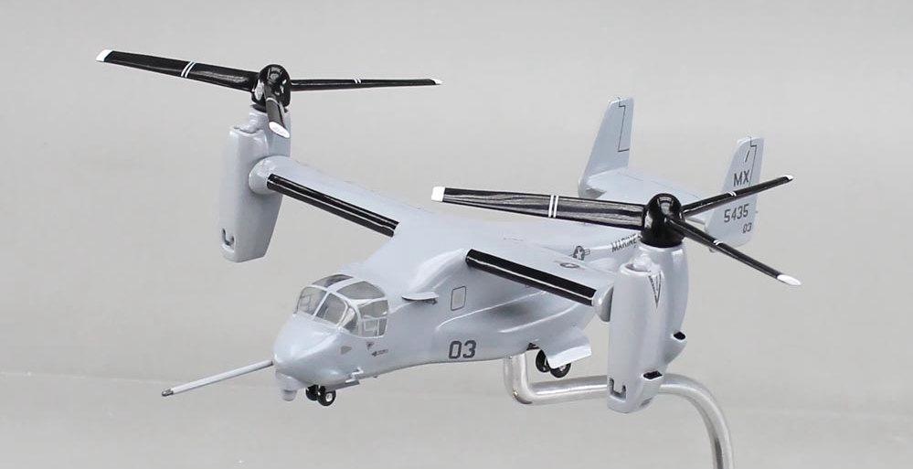 V-22 OSPREY・V-22 OSPREYオスプレイ垂直離着陸機完成精密模型 プロペラ回転仕様超精密模型完成品台座付 ウッドマンクラブ